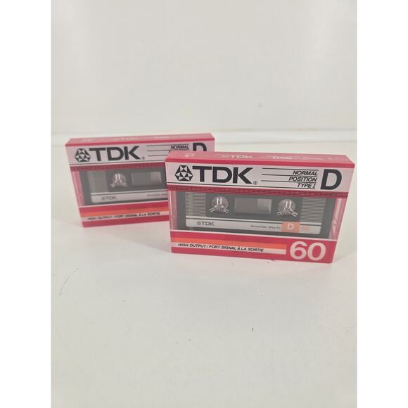 TDK D60 High Output Blank Cassette Tape 60min Type I NEW/SEALED Lot of 2 - Picture 1 of 4
